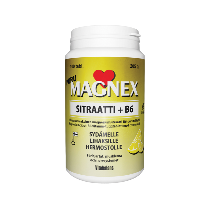 Magnex Sitraatti 375 mg + B6 puru 100 tabl bild 1