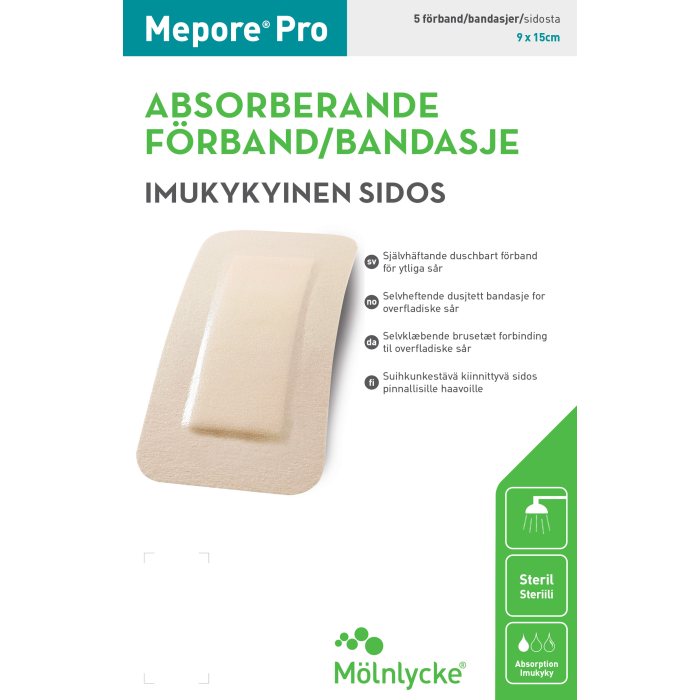 Mepore Pro 9x15 cm haavasidos suihkunkestävä 5 kpl bild 2