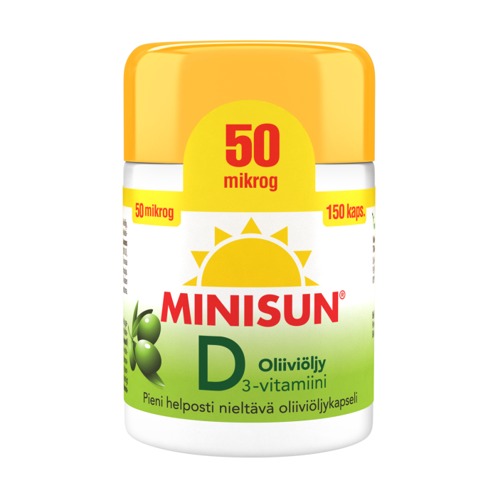 Minisun D-vitamiini Oliiviöljy 50 mikrog 150 kaps bild 3