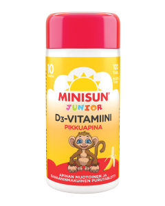 Minisun D-vitamiini Banaani Apina jr.10 mikrog 100 tabl