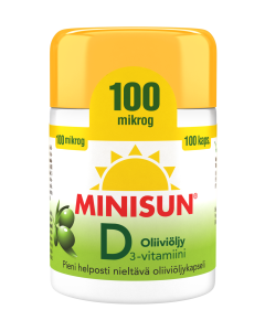 Minisun D-vitamiini Oliiviöljy 100 mikrog 100 kaps