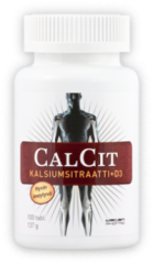 CalCit kalsiumsitraatti + D3-vitamiini 500mg/15mikrog 100 tabl