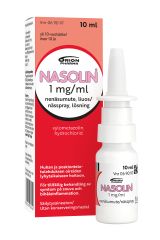 NASOLIN 1 mg/ml nenäsumute, liuos (säilytysaineeton)10 ml
